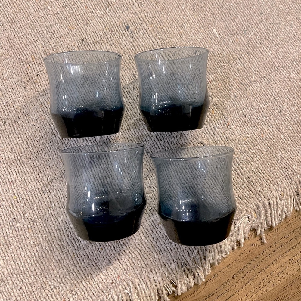 Libbey Set of Four Smokey Blue Glasses